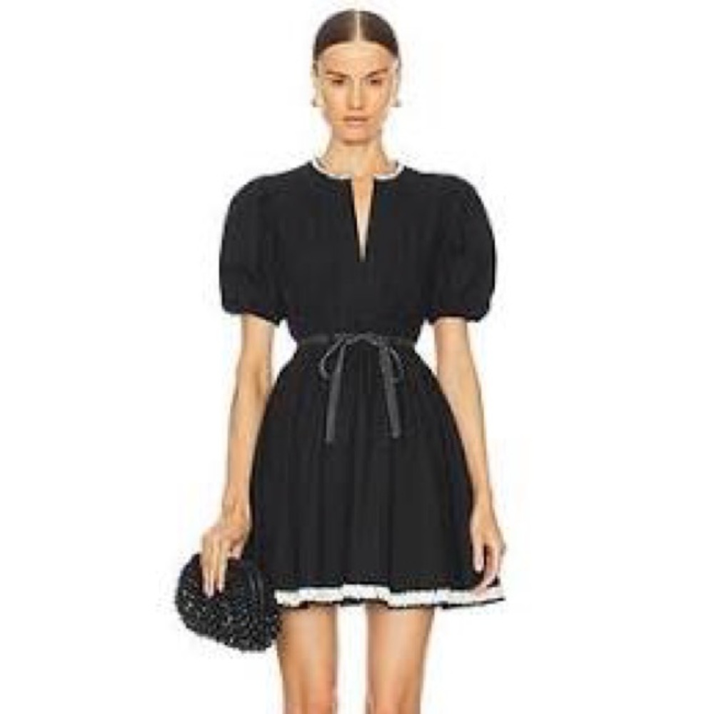 Ulla Johnson Black Mini Dress with White Accents